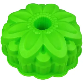 Gugelhupf Backform aus Silikon in Blumenform (Grün), Silikonbackform Blume Backform, Gugelhupfform, Kuchenform aus Silikon, Form, Silikonform, Brotbackform Obstbodenform Marmorkuchen Rührkuchen