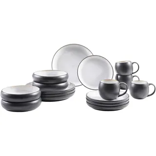 Novel Kombiservice , Sandfarben , Keramik , 16-teilig , Farbverlauf , 470 ml , Lfgb, Handmade Quality , lebensmittelecht , Geschirr, Geschirrsets, Kombiservice