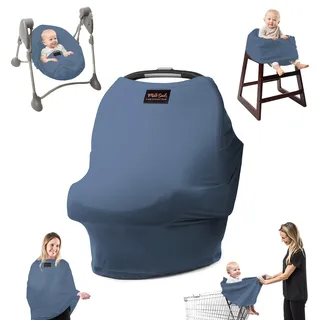 Milk Snob Original 5-in-1 Luxe Bezug – Multifunktionale Babytrage mit Stilltop-Funktion | Stilltuch für unterwegs, Kinderwagen Sonnenschutz, Bezug für Babyschale, etc. (Ocean Blue)