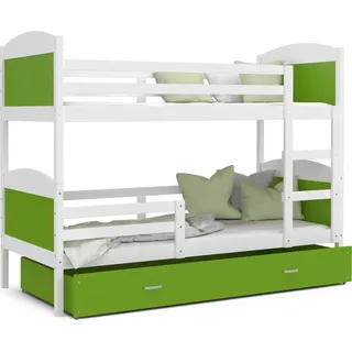 Etagenbett hochbett kinderzimmer kinderbetten jugendzimmer 200x90 weiss grün