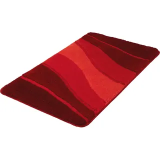 Badematte KLEINE WOLKE "Ocean, Badvorleger, Badezimmer Teppich" Gr. 4, rot (granat), H:21mm, Kunstfaser, Badematten, Badematte, Badteppich, Wellen Design, mit Farbverlauf, Hoch-Tief Effekt, waschbar