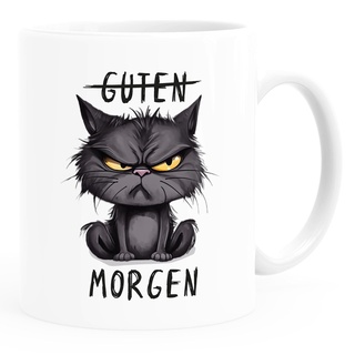 MoonWorks® Tasse Morgenmuffel Katze Bürotasse Spruch lustig Guten Morgen MiMimi Montag personalisiert eigener Text Guten Morgen weiß-schwarz standard