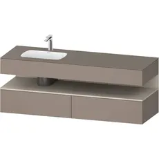 Duravit Qatego Einbauwaschtisch mit Konsolenwaschtischunterbau, 1600x550x600mm, Nische Taupe Supermatt, Becken links, QA4795083, Farbe: Basalt Matt/mit Nischenbeleuchtung