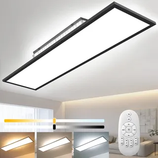 Dimmbar LED Deckenleuchte 120x30 cm, Speicherfunktion Deckenlampe mit Fernbedienung Backlight, 52W Hohe Helligkeit 2700K-6500K Warm Natur Kalt Weiß Licht Panel Lampe für Werkstatt Garage Fabrik Büro