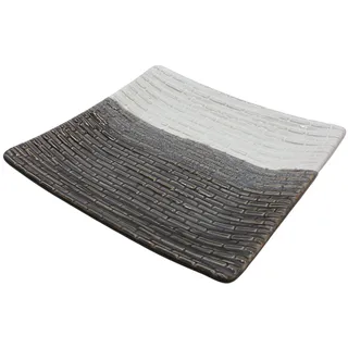 Hochwertige Keramik Schale/Dekoteller/Servierteller, in weiß und braun, Farbverlauf, Mosaik, quadratisch, Größe: L/B/H ca. 27 x 27 x 4 cm