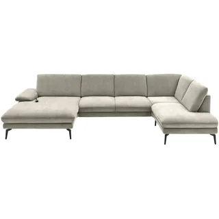 Dieter Knoll Wohnlandschaft , Platinfarben , Textil , U-Form , 344x208 cm , Fußauswahl, Stoffauswahl, Sitzqualitäten, seitenverkehrt erhältlich, Hocker erhältlich, Rücken echt, individuell planbar, haustierfreundlicher Bezug , Wohnzimmer, Sofas & Couches, Wohnlandschaften, Wohnlandschaften in U-Form