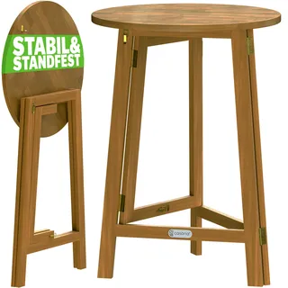 Stehtisch klappbar Akazienholz Ø80cm H110cm wetterfest stabil