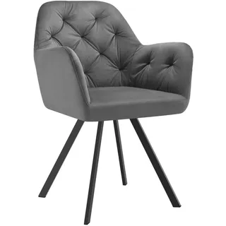 tectake Armlehnstuhl Samt Drehbarer Lucia 58 x 58 x 87 cm anthrazit , Anthrazit , Kunststoff , 58x87x58 cm , Esszimmer, Stühle, Armlehnstühle