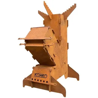 Köhko Köhko® Raketenofen S Rocket Stove Campingofen aus 3 mm Cortenstahl Outdoor für BBQ grill Camping multifunktionale Küche für Draußen