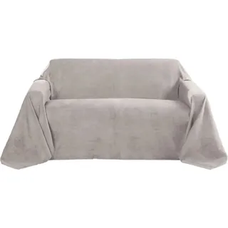 Beautissu Romantica Tagesdecke Wildleder Optik 210x280cm Hellgrau