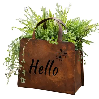 Eisen Handtasche Pflanztasche, Rost Gartendeko, rostige Deko für Garten | rustikaler eisen blumentopf und tiermotiv pflanzkübel,rustic metal handbag planter