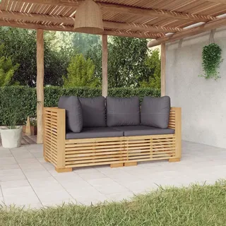 The Living Store Garten-Ecksofas mit Kissen 2 Stk. Massivholz Teak - Braun