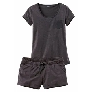 Arizona Shorty 2 meliert), mit Rundhalsausschnitt Brusttasche, grau