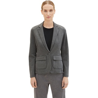 TOM TAILOR Damen Slim Fit Basic Blazer mit Melange-Optik, shady grey melange, XXS