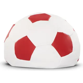 KONSIMO BALL-POUF Für Fußballfans "BERBO", rot/weiß, Kunstleder, Ø70 cm - Rot