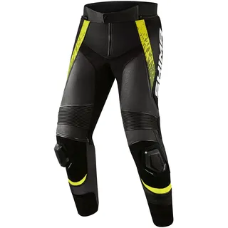 SHIMA STR 2.0 Motorradhose - Leder, Sporthose mit Hüft- und Knieprotektoren, Knieschleifer, perforiertes Leder, für 2-teilige Kombi (Schwarz/Fluo, 58)