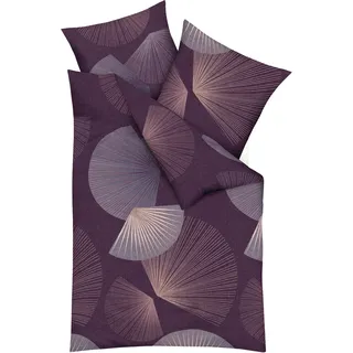 Bettwäsche KAEPPEL "Koya", lila (aubergine), B/L: 135cm x 200cm, 1 Stk., 1 Stk., Mako-Satin, B/L: 80cm x 80cm, 2 Stk., Mako-Satin, Obermaterial: 100% Baumwolle, Bettwäsche, Bettwäsche, Hergestellt aus GOTS-zertifizierter Bio-Baumwolle