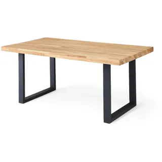 Stolkom Chris U Esstisch Eiche Massivholz geölt - Braun/Schwarz