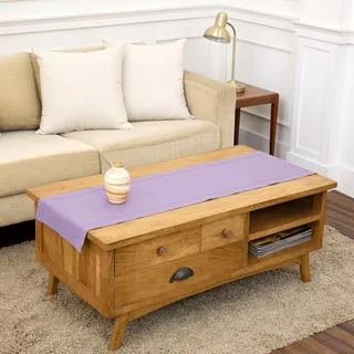 Solino Home Tischläufer aus Baumwollleinen 35.6x121.9 cm,Naturstoff mit Hohlsaum, Tischläufer für Frühling, Ostern, Sommer, Essen, Wohnen, Hochzeit,Lavendel Ice, handgefertigt und maschinenwaschbar