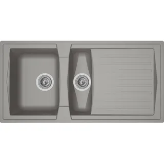 Respekta Boston 33 links Einbauspüle Mineralwerkstoff Betongrau Handbetätigung 1000 x 500 mm
