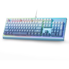 Redragon K654 RGB-gaming-Tastatur, 104 Tasten Kabelgebundene Mechanische Tastatur mit Gewichtetem Aluminiumrahmen, Aktualisiertem Hot-swap-Schalter Sockel, Roten Switches, Farbverlauf in Blau