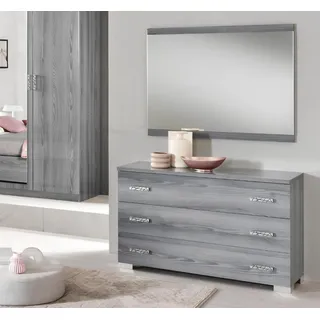 Kommoden Schrank mit Spiegel Design Möbel Luxus Möbel Garderobe 2tlg. Set Neu - Grau