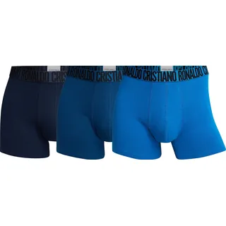 CR7 Herren 3-Pack Men's Cotton Trunk Badehose, Dark Blue, Navy, Light Blue, XXL