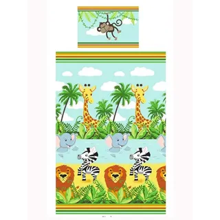 Rapport Dschungel-Tastic Einzelner Bettbezug und Kopfkissenbezug Set Bettbezug Größe ca.: 135cm x 200cm, Kissenbezug Größe ca.: 50cm x 75cm