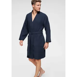 Unisex-Bademantel OTTO HOME "Nora, ideal für Sauna & Spa, Hotelbademantel, Morgenmantel" Gr. S, blau (navy), L:100cm, Waffelpiqué, Hausmäntel, Unisex-Bademantel, Damen & Herren, Kimono-Kragen, Waffelpiqué, Baumwolle, Reisebademantel, Topseller