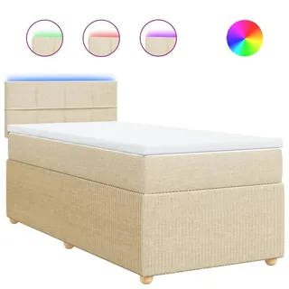 vidaXL Boxspringbett mit Matratze Creme 90x200 cm Stoff - Creme