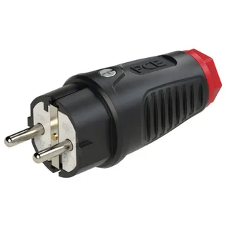 PCE Schutzkontaktstecker Gummi (schwarz/rot)