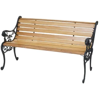 MCW Gartenbank 2-Sitzer Schwarz, Braun , Holz , 125x72x37 cm , Gartenmöbel, Gartenbänke