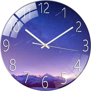 Runde Glas-Tischuhr mit stiller mechanischer Uhr, geeignet für Wohnzimmer, Küche und Büro.
