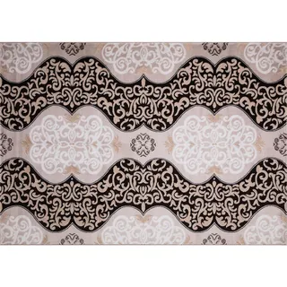 Vintage-Teppich , Schwarz, Weiß, Beige , Textil , orientalisch , rechteckig , 120x170 cm , Teppiche und Böden, Teppiche, Webteppiche