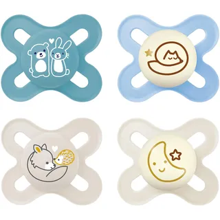 MAM Original Start Day & Night Schnuller | 0-2 Monate | Babyschnuller für Neugeborene | 94% Akzeptanz | stillfreundlich | von 100% der Hebammen empfohlen | SkinSoft Silikon | blue | 4 Stück