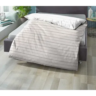 biberna 0636044 Mako-Satin Bettwäsche STREIFEN - MIX & MATCH color: taupe, size: 1x 135x200 cm - Taupe