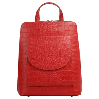Cityrucksack CLUTY, Damen, Gr. B/H/T: 28cm x 23cm x 8cm, onesize, rot, Leder, Rindsleder, Rucksäcke Cityrucksack, echt Leder, Made in Italy