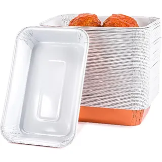 Contital R1G | Aluminium-Backformen für Backofen | Aluminiumschalen 2 Einweg-Portionen, Einwegbehälter für Lebensmittel | Aluminium-Backblech für Mikrowelle, Take Away, Sportschale - 4 Stück
