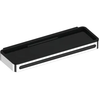 KEUCO PLAN Duschablage mit Glasabzieher, verdeckte Befestigung, 14959010037, Farbe: verchromt / schwarz