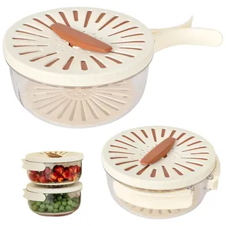 2 in 1 Abtropfgestell und Sieb, Multifunktionale Obst- und Gemüsewaschschüssel, Obst Ablaufkorb mit Faltbarem Griff, Küchensieb Schüssel mit Deckel, Kunststoff, für Outdoor, Picknick