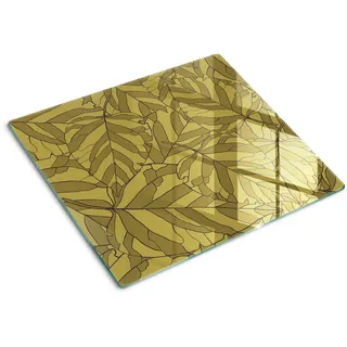 Tulup Glasplatte 60x52 cm Blätter , Grün , Glas , 60x0.4x52 cm , Küchen, Küchenelektrogeräte, Herde, Herdabdeckplatten