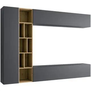 Mirjan24 Wohnwand Kodita , Grau , Holzwerkstoff , Rechteckig , 224x160x33 cm , Wohnzimmer, Wohnwände