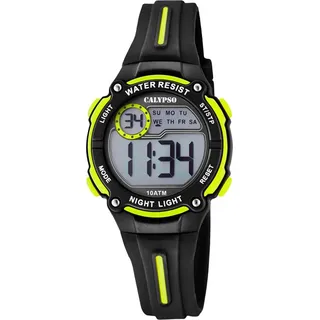 Calypso K6068/5 36 mm Kunststoffgehäuse Schwarz/Gelb Digital Silikonarmband Gelb