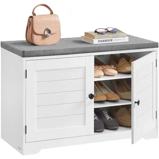 VASAGLE Schuhbank 35,5 x 81 x 52,5 cm höhenverstellbar wolkenweiß-Taubengrau