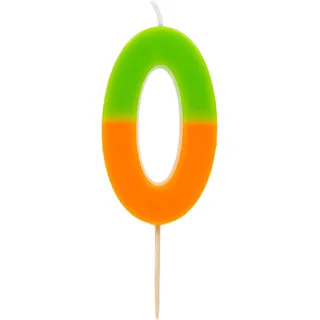 Talking Tables Orange und Grün Zahl 0 Kerze für Kuchen | Bunte Geburtstagstortenaufsatz Dekorationen für Kinderparty, Jungen, Mädchen, Jahrestag, Meilenstein