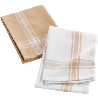 Douceur d'Intérieur, 2 Geschirrtücher, 50 x 70 cm, Beige, recycelte Baumwolle, gewebt, Cuisiline
