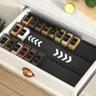 Homhut Gewürz Organizer Gewürzregal Schublade Verstellbarer 3 Etagen