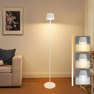 ZMH Outdoor Solar Stehlampe 120cm: LED Stehleuchte Wohnzimmer Toch Dimmbar 3000K-6500K mit USB-C Aufladbar Akku Weiß Kabellose Standleuchte Höhenverstellbar für Schlafzimmer Büro Garten Terrassen - Weiß