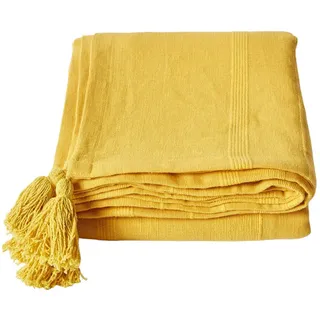 Homescapes - Tagesdecke Rajput, 100% Baumwolle, Gelb, 225 X 255 cm,