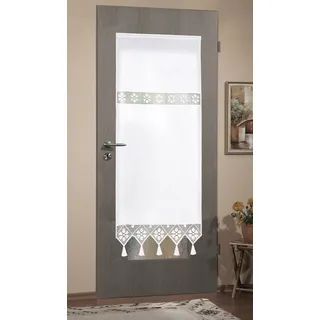 Vorhang HOME WOHNIDEEN "TONI" Gr. 2, weiß, B:40cm H:80cm, Baumwolle, Polyester, Gardinen, Vorhang, Fensterbehang mit Häkeleinsätzen
